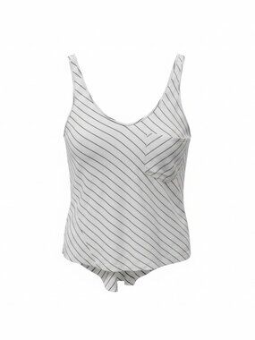 Roxy Striped Oversized Burnout Tank Top With Pocket - Medium